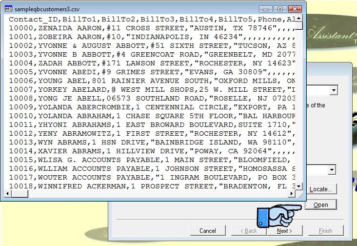 Open CSV import file